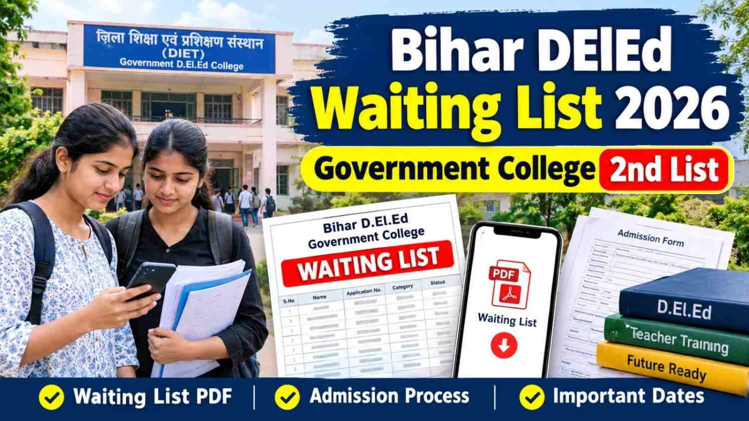 Bihar DElEd Waiting List 2026 Government College 2nd Selection List